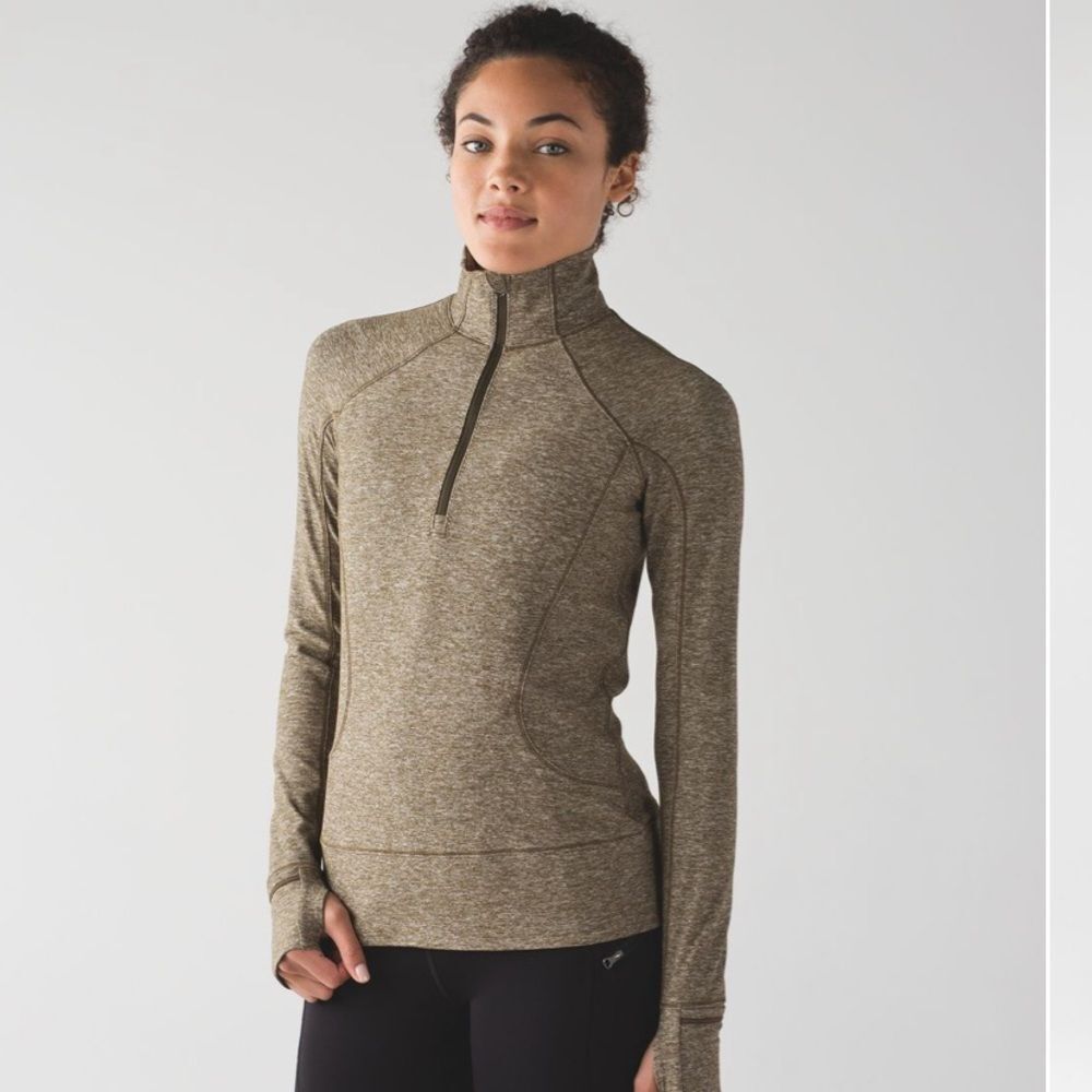 Lululemon Rush Hour 1/2 Zip Sweatshirt Women Size 10‎ Heathered Military Green